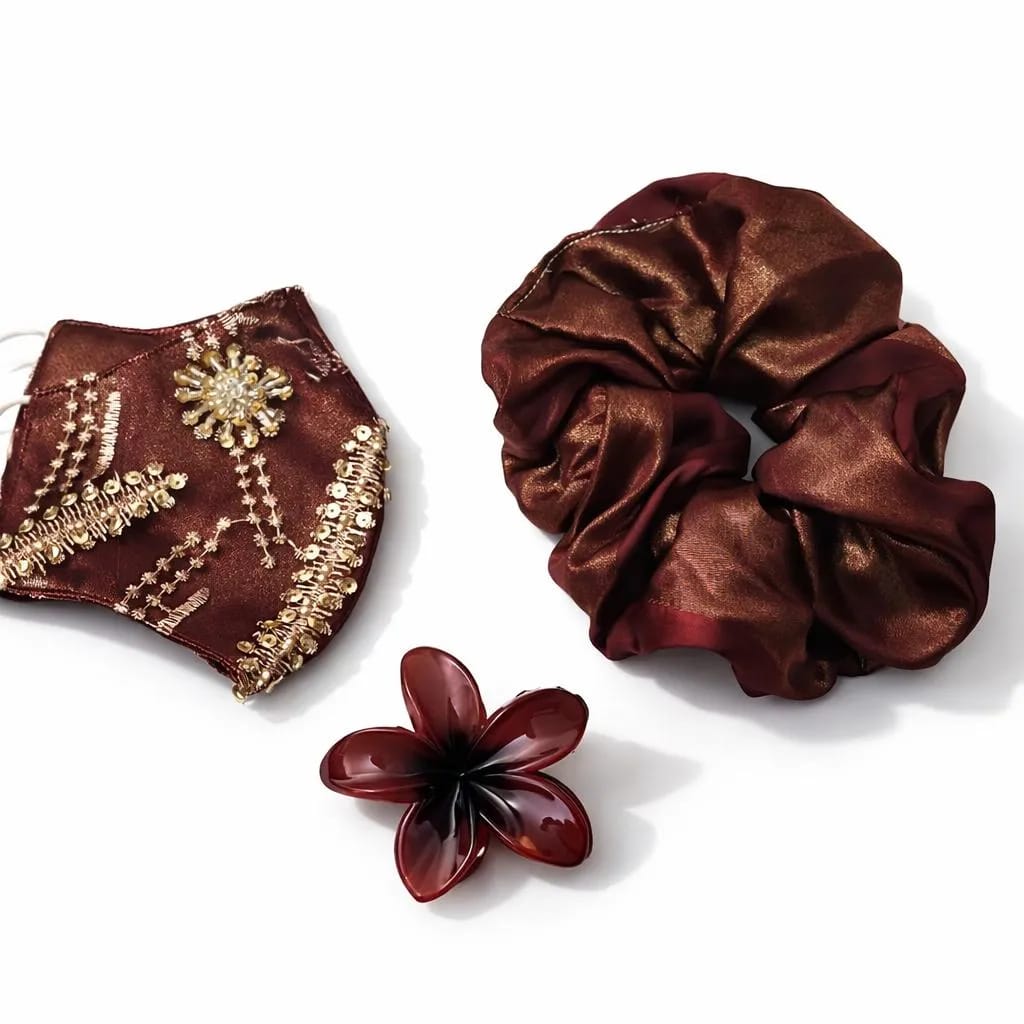 Luxury Silk Hair Set - Scrunchie & Face Mask